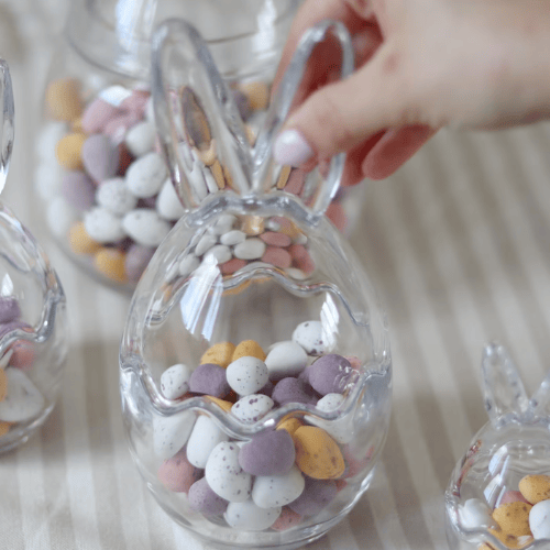 Easter Bunny Glass Jar, Fluted Design with Clear Lid for Spring Decor