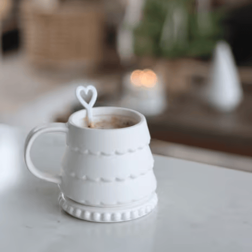 Ceramic Scalloped Christmas Tree Mug, Festive Design with Matching Items Available