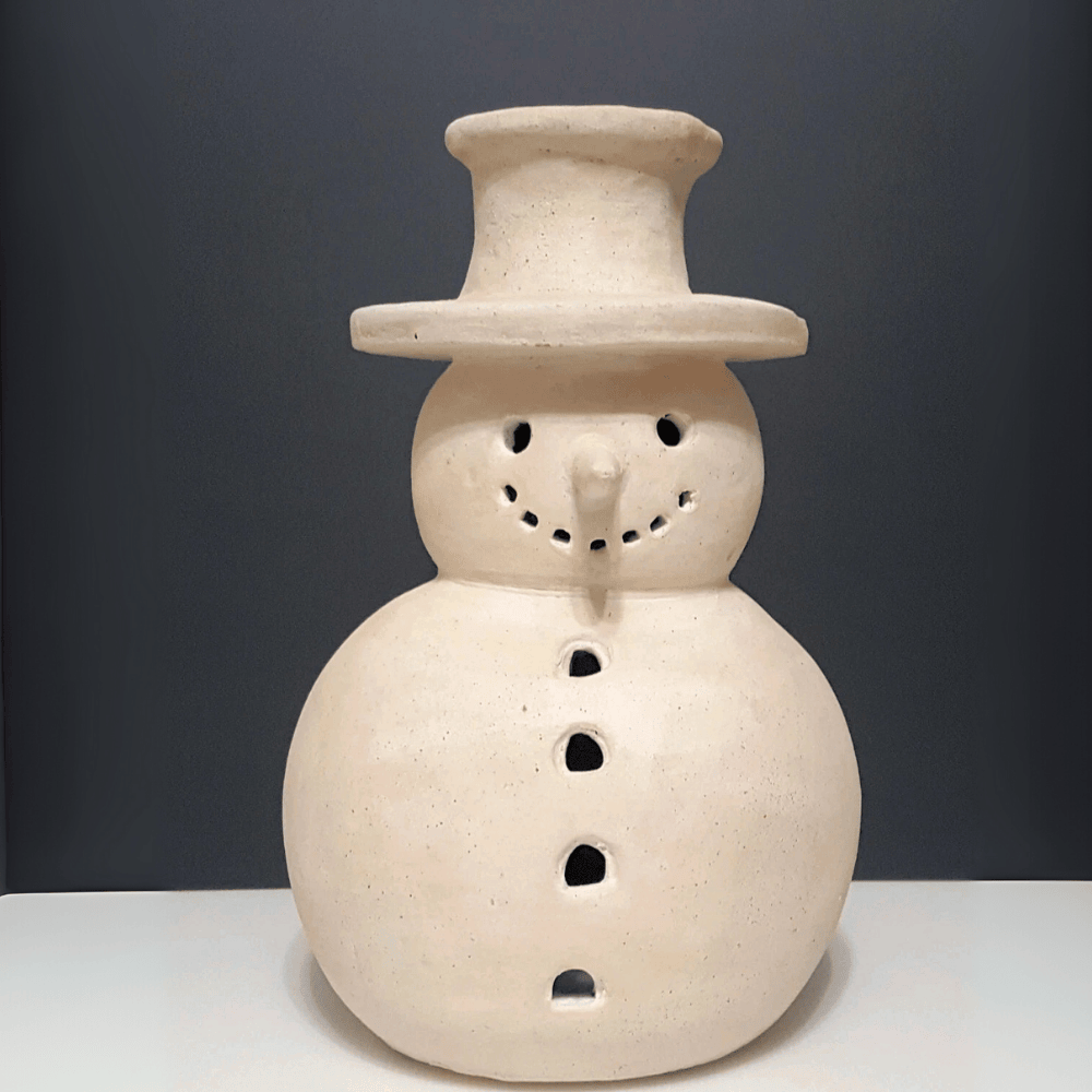 15" Large Terracotta Snowman Christmas Luminary Decor