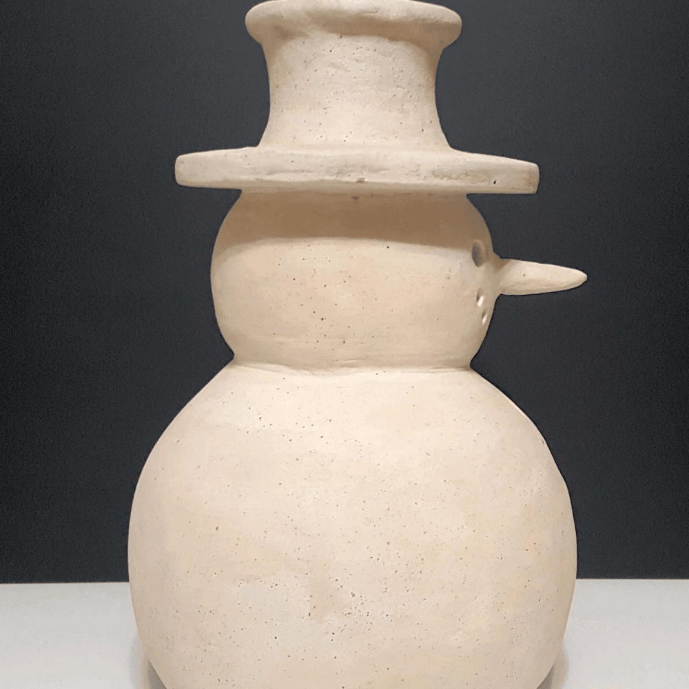 15" Large Terracotta Snowman Christmas Luminary Decor