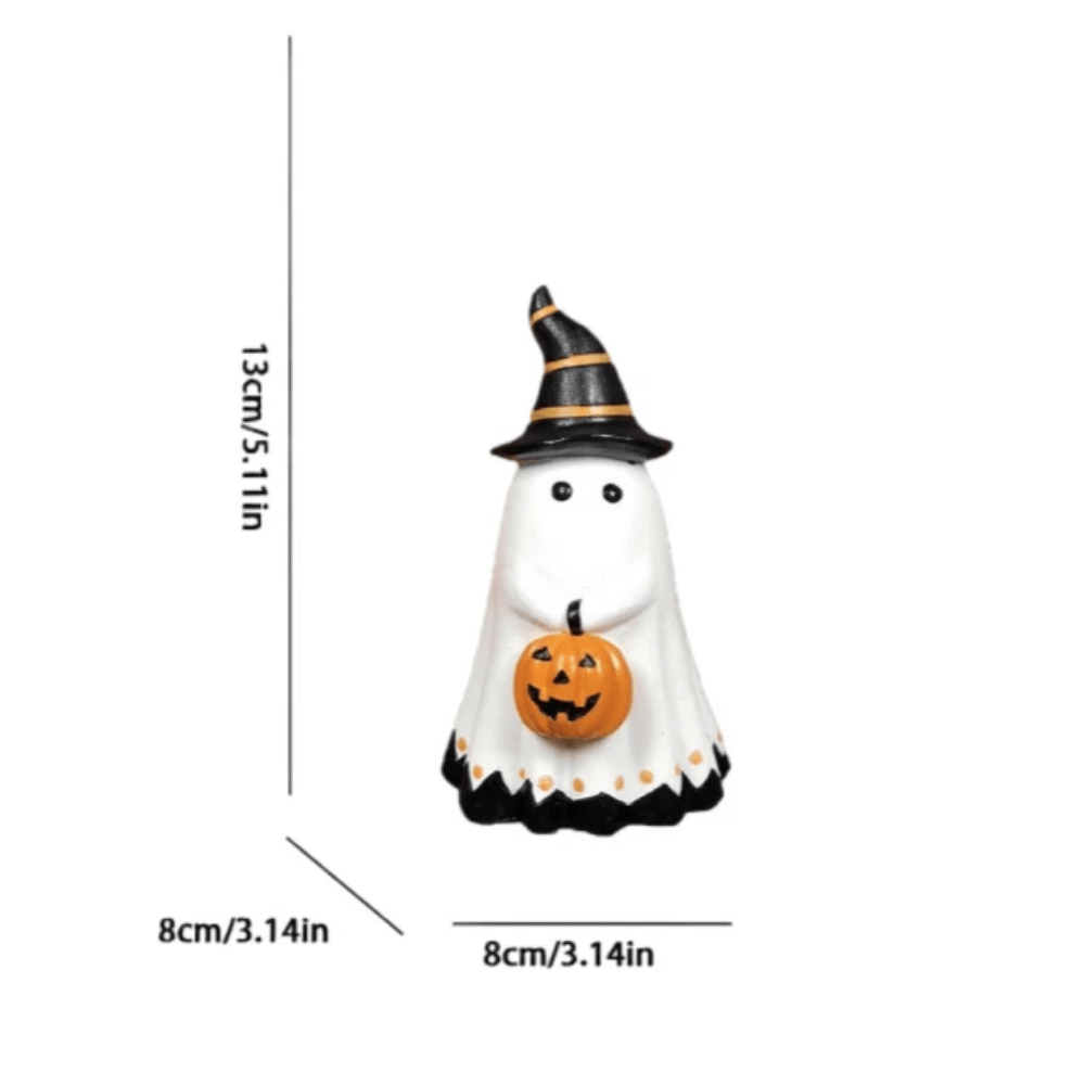 Cute Halloween White Ghost with Pumpkin Tabletop Figurine
