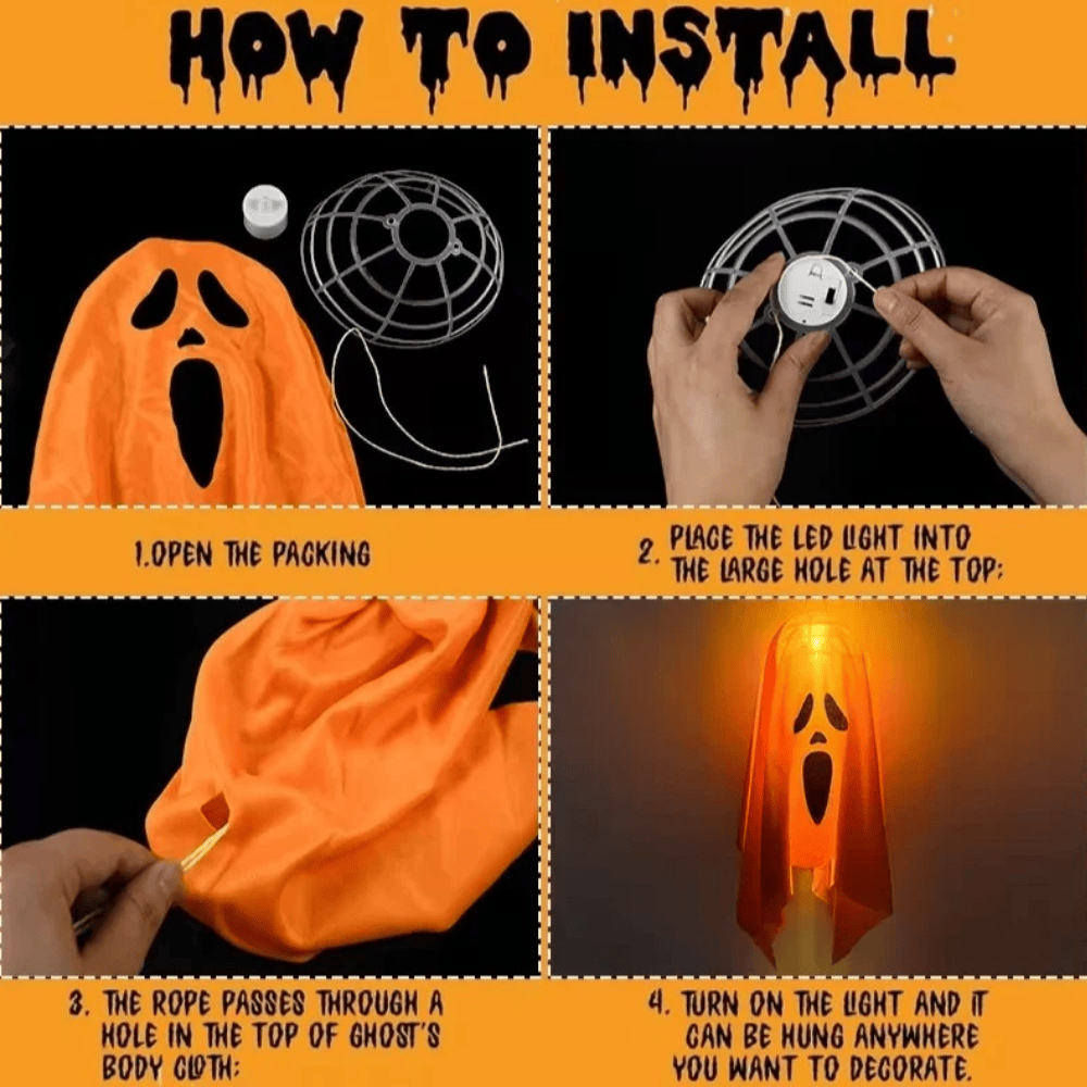 Spooky LED Hanging Ghost Decoration for Halloween