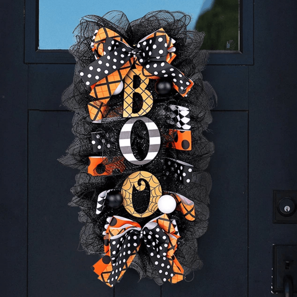 Halloween BOO Pumpkin Wreath Door Garland Decoration