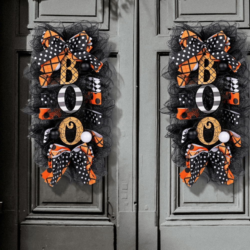 Halloween BOO Pumpkin Wreath Door Garland Decoration