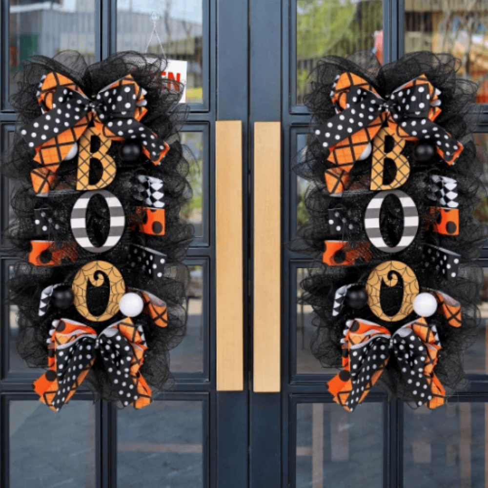 Halloween BOO Pumpkin Wreath Door Garland Decoration