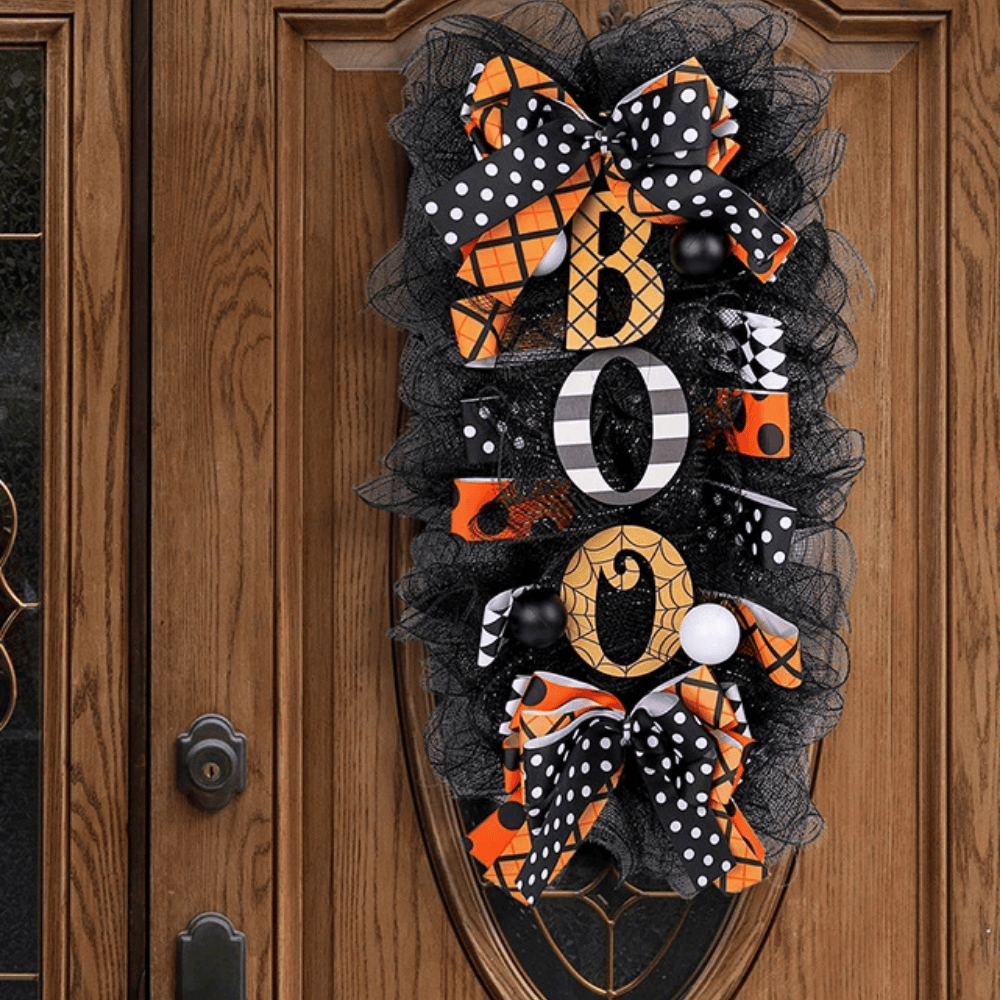 Halloween BOO Pumpkin Wreath Door Garland Decoration