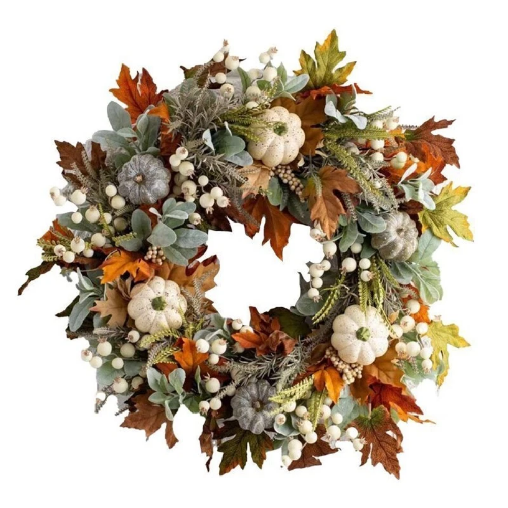 Halloween Fall Pumpkin Maple Leaf Wreath Decoration