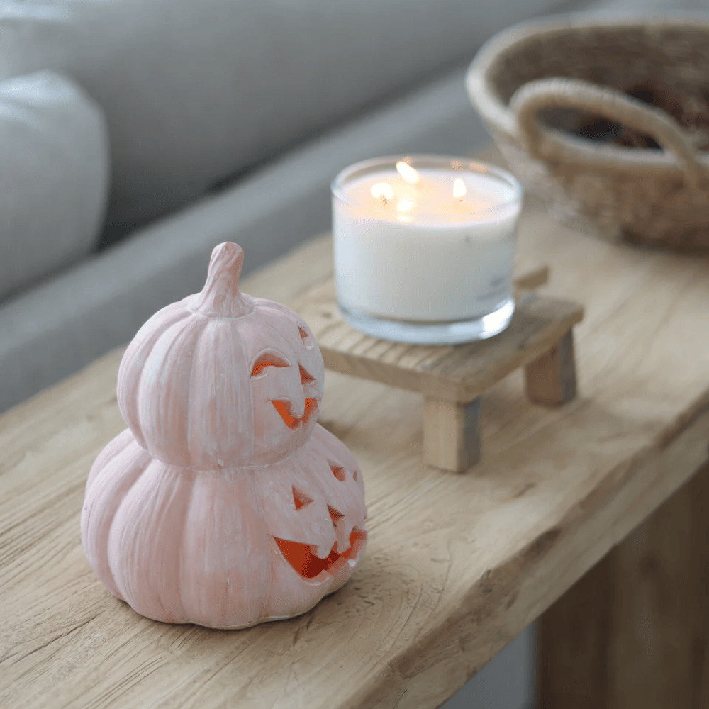 Stacked LED Terracotta Pumpkins Halloween Table Decoration