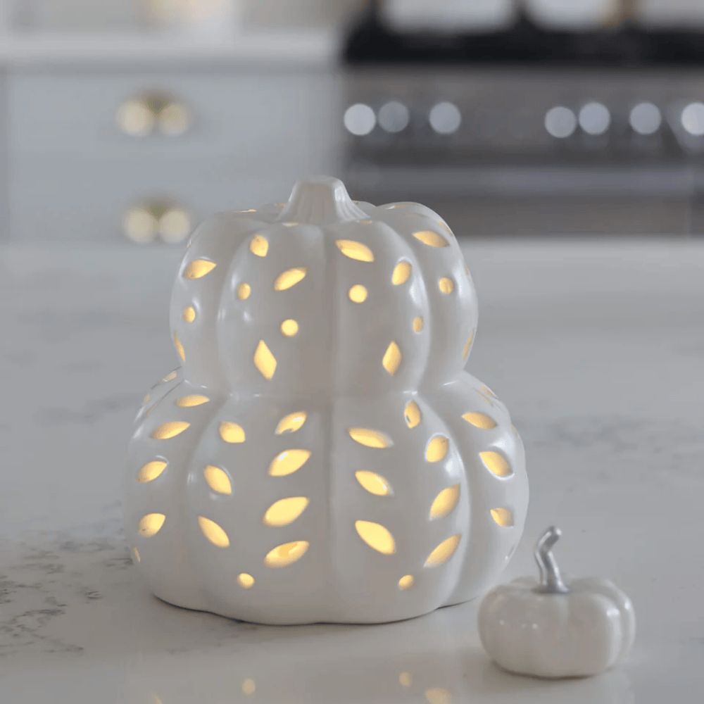 Stacked Ceramic Pumpkin LED Light Autumn Decoration
