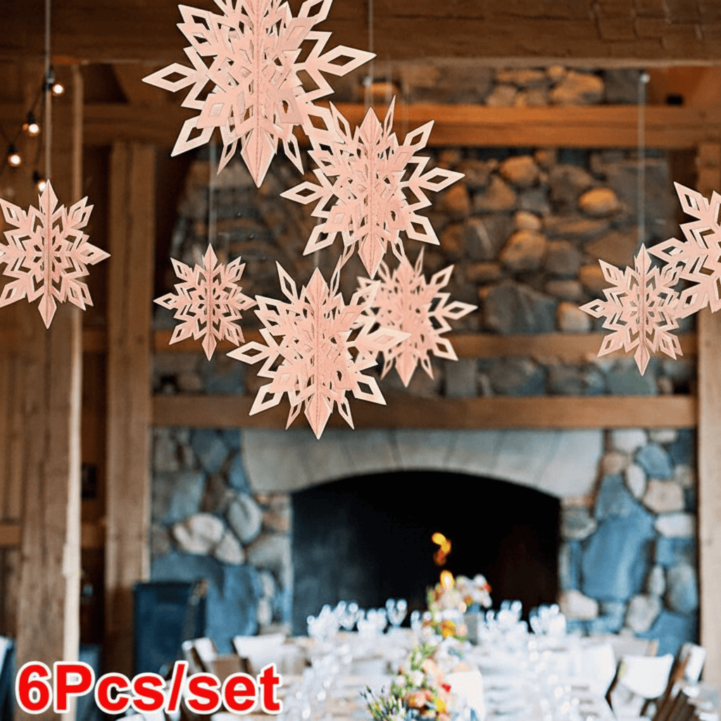 Large 3D Hanging Snowflake Garland 6-Piece Christmas Decor