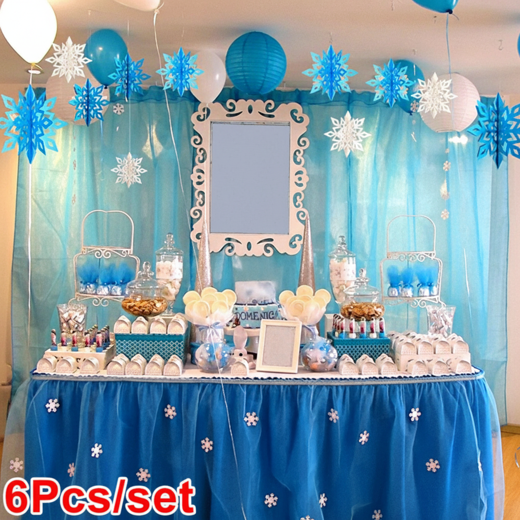 Large 3D Hanging Snowflake Garland 6-Piece Christmas Decor