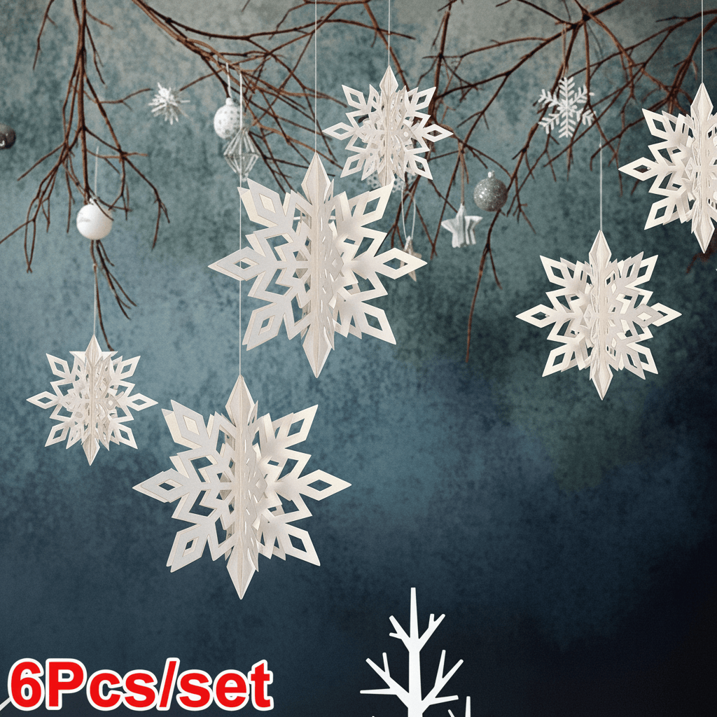 Large 3D Hanging Snowflake Garland 6-Piece Christmas Decor