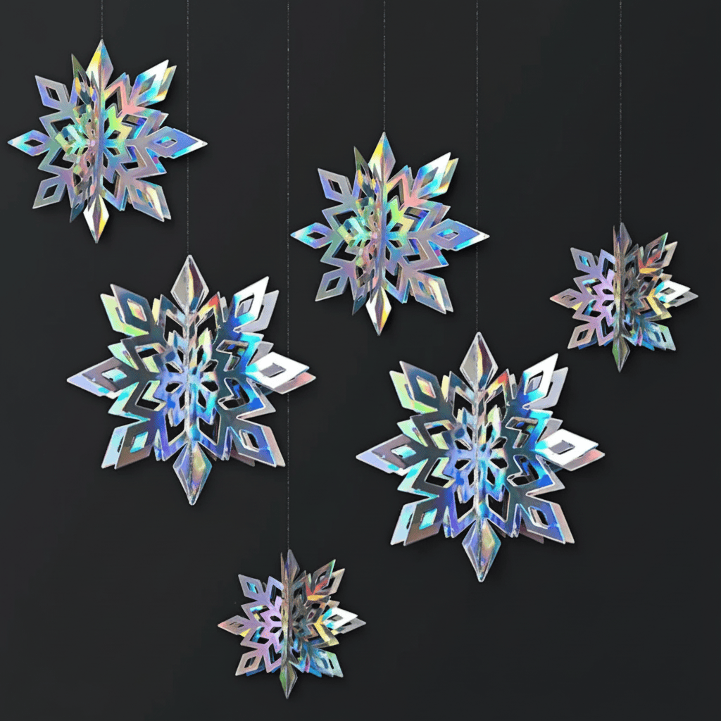 Large 3D Hanging Snowflake Garland 6-Piece Christmas Decor