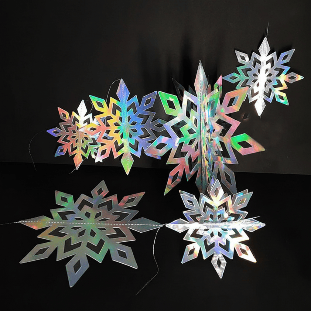 Large 3D Hanging Snowflake Garland 6-Piece Christmas Decor