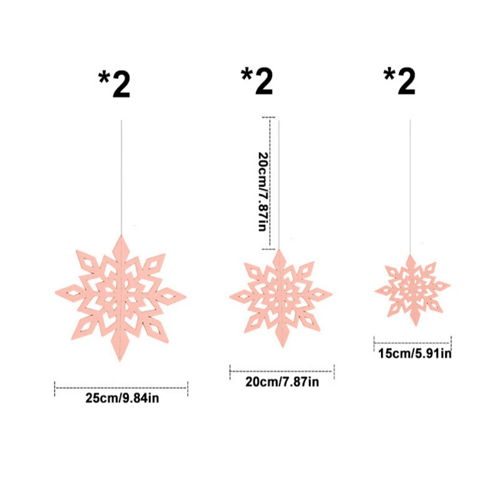 Large 3D Hanging Snowflake Garland 6-Piece Christmas Decor